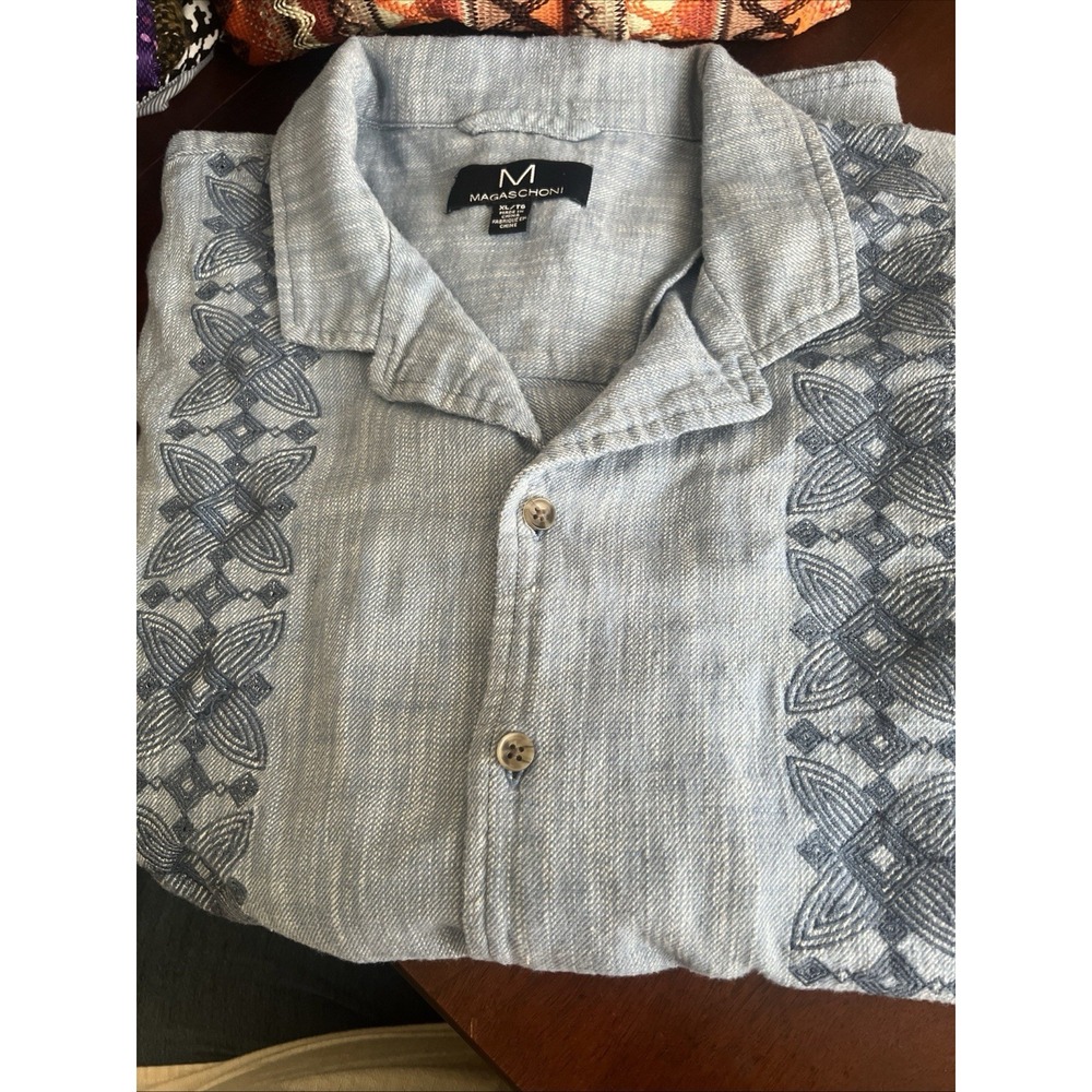 Magaschoni Men's Cotton Resort Style Button-Up Size XL Shirt Sleeve Shirt - A101